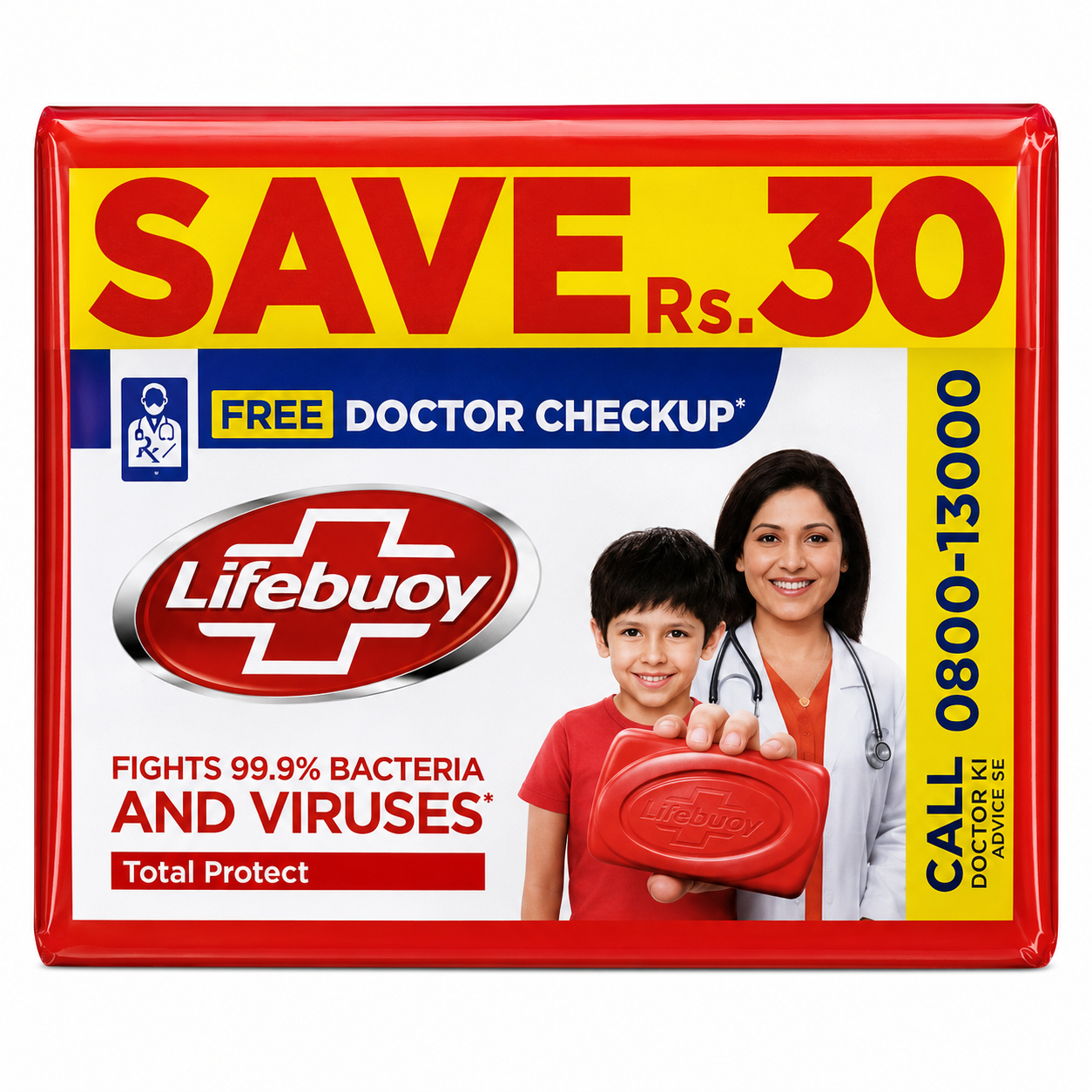 LIFEBUOY SOAP TOTAL PROTECT 3 IN 1 128*3G SAVE RS 30