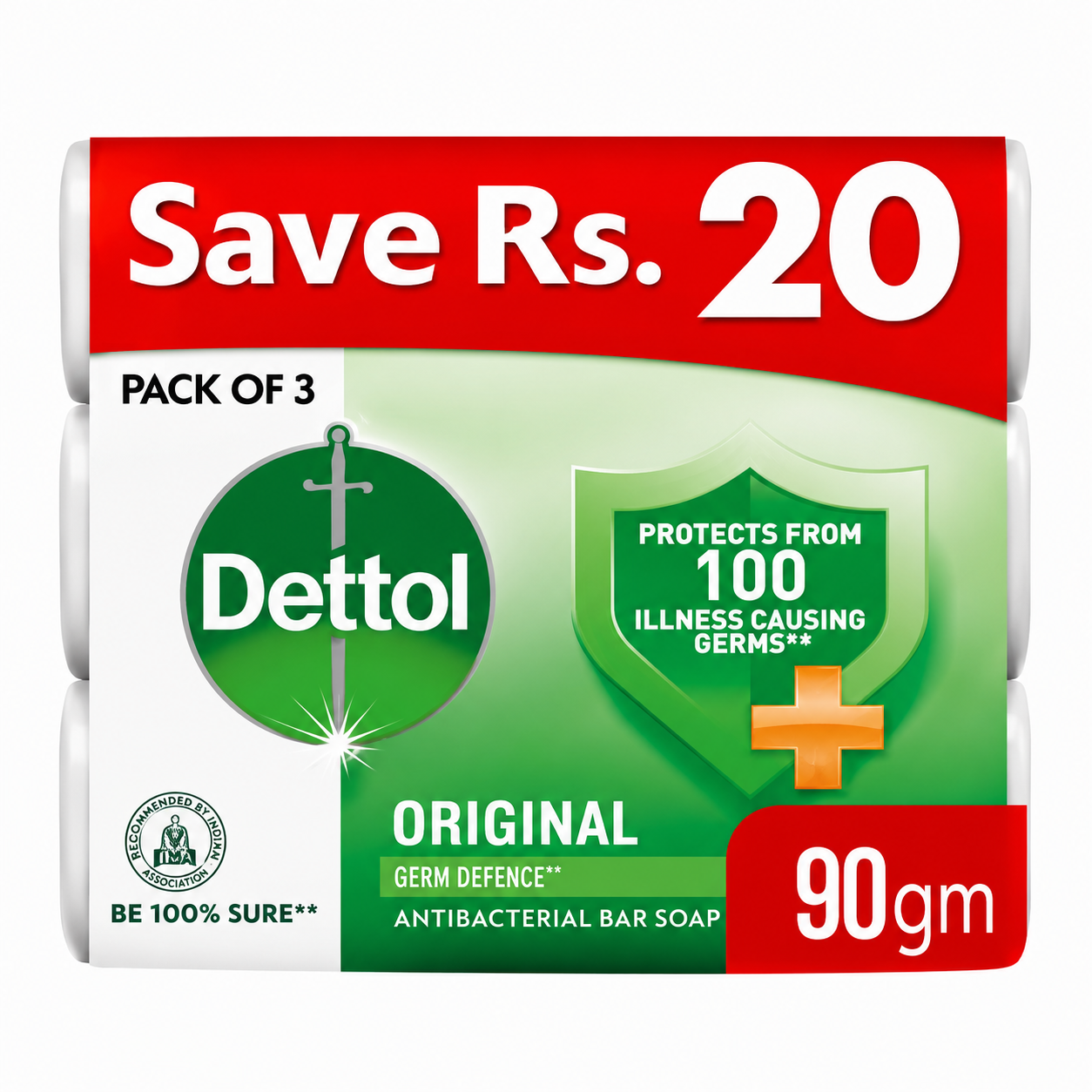 DETTOL ORIGINAL SOAP 90G*3 SAVE RS 20