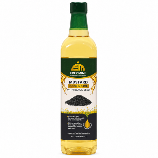 EVERMINE MUSTARD COOKING OIL  WITH BLACK SEED 1LITER