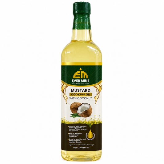 EVERMINE MUSTARD COOKING OIL  WITH COCONUT  1 LTR