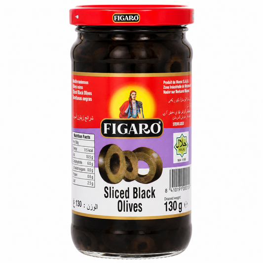 FIGARO SLICED BLACK OLIVES 130 GM