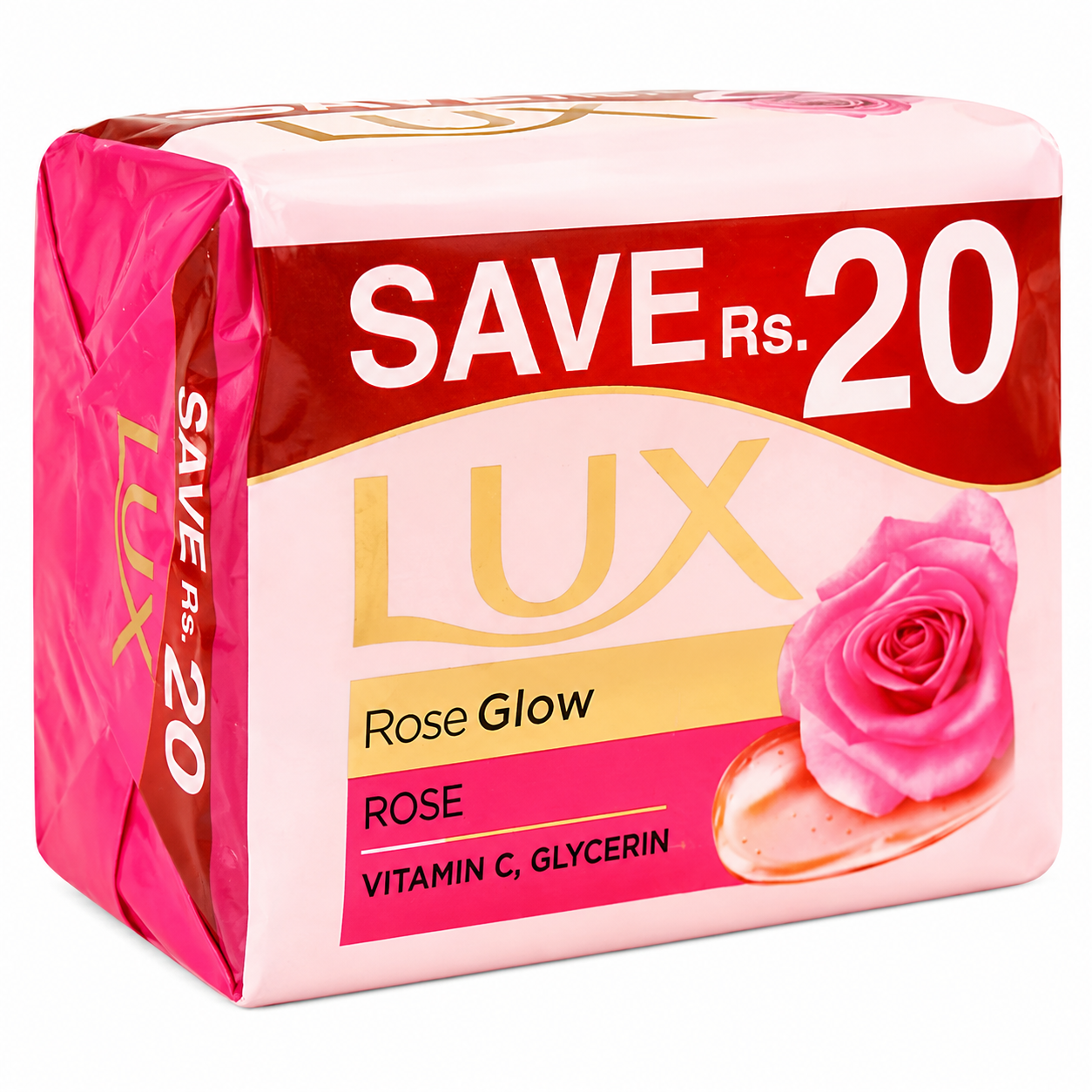 LUX SOAP ROSE GLOW 128G*3 SAVE RS 20