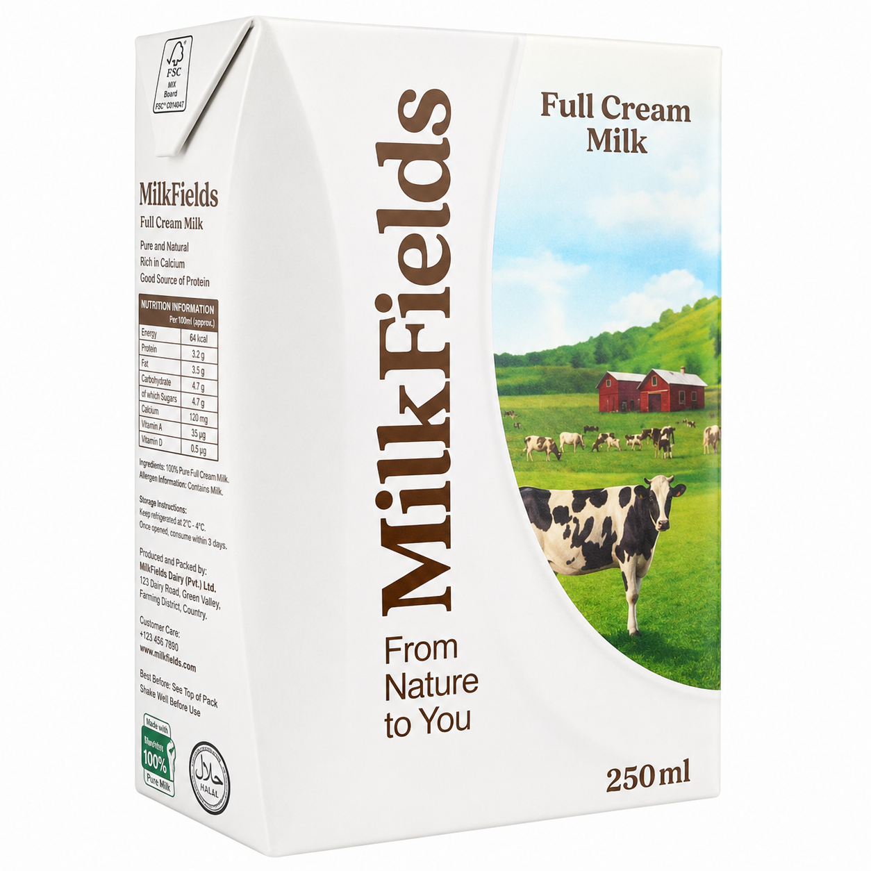 MILKFIELDS FULL CREAM MILK 250 ML
