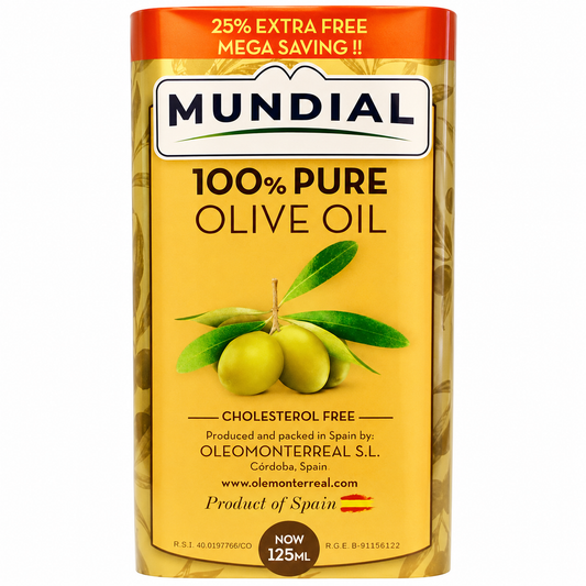 MUNDIAL 100% PURE OLIVE OIL 125 ML TIN