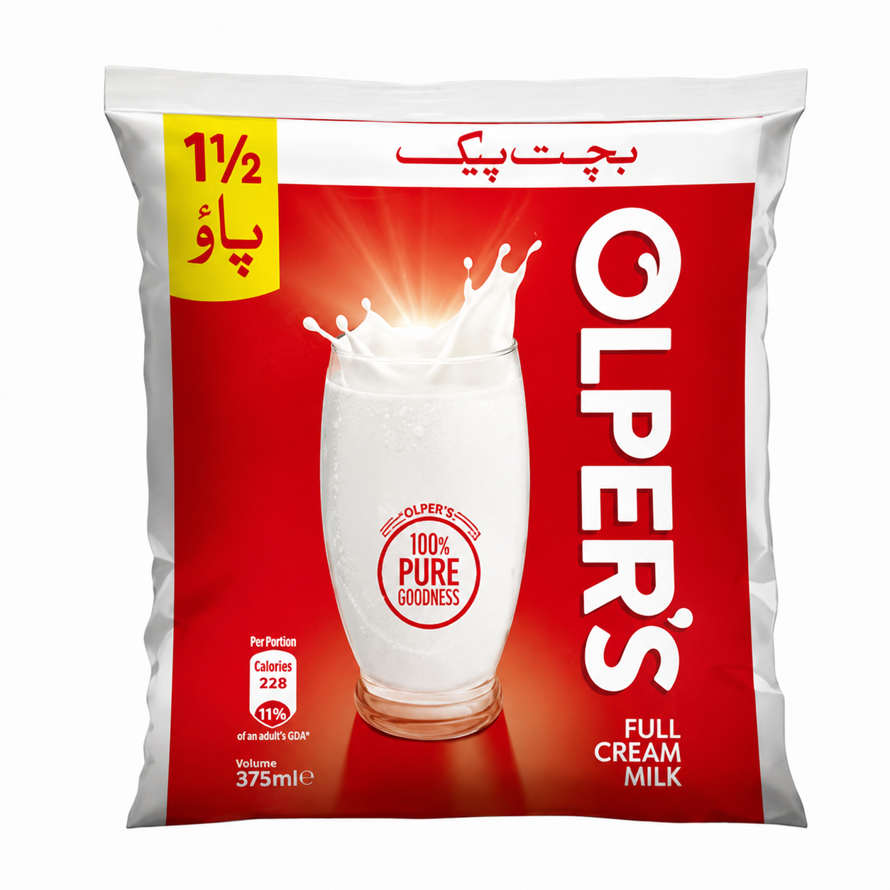 OLPER FULL CREAM MILK 375 ML POUCH