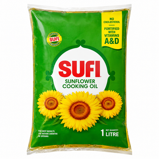 SUFI REFINED SUNFLOWER  COOKING OIL POUCH 1 LITRE