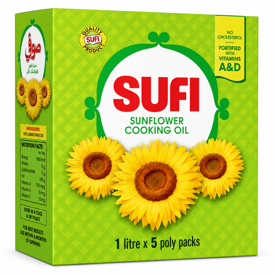 SUFI REFINED SUNFLOWER COOOKING OIL 5 LITRE STANDUP POUCH
